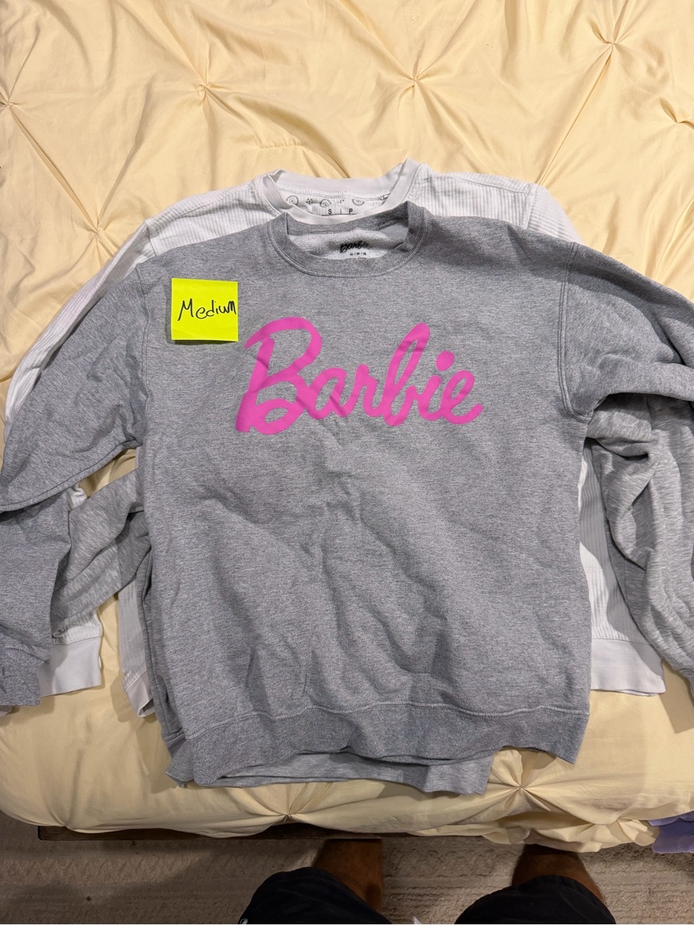 Barbie Gray Crewneck Sweatshirt with Hot Pink Script
